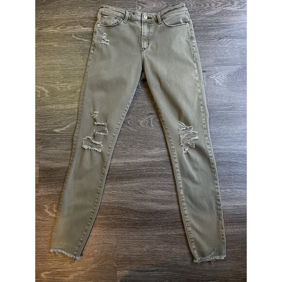 Abercrombie Fitch Skinny Women’s Strech Distressed Jeans Size 28 Light Green - Picture 1 of 10